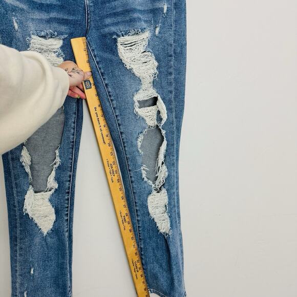 Judy Blue Distressed High Rise Straight Leg Jeans Women’s Size 27 - Picture 5 of 8